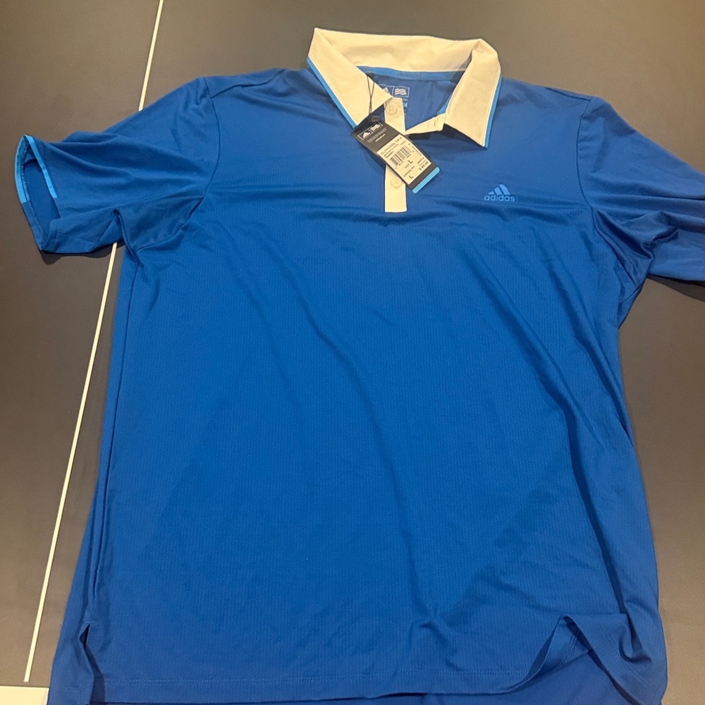Adidas Royal Blue Polo with White Collar